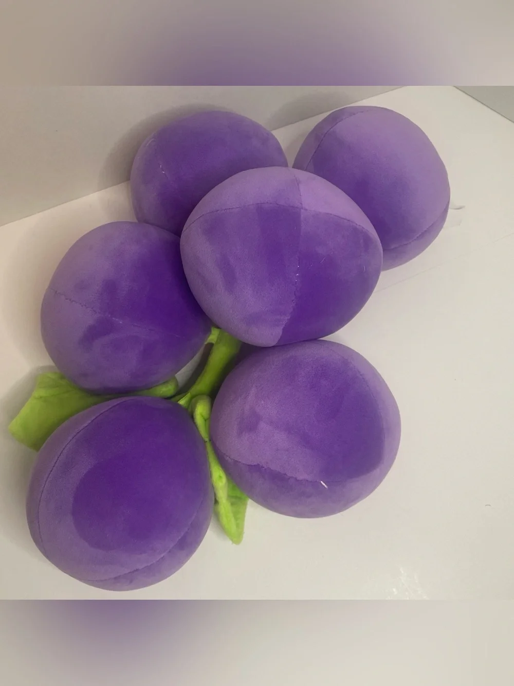 Smoochy Pals Grape Plush Pillow 17” Purple Grapevine Stuffed Fruit Cute Faces